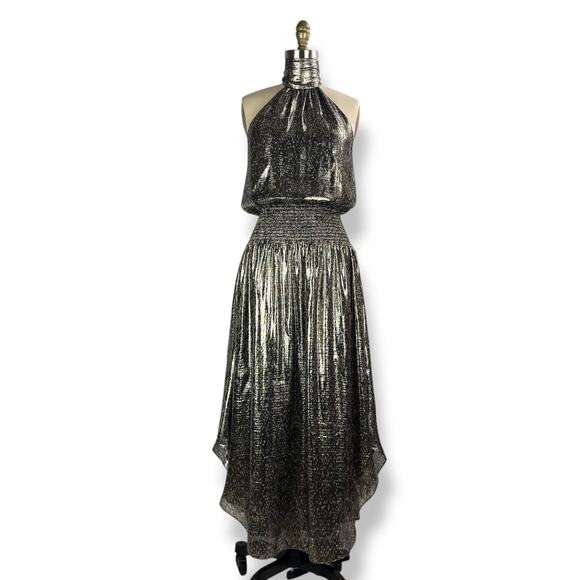 New w/Tags RAMY BROOK NEW YORK silk metallic snakeskin print evening dress gown - Picture 11 of 17